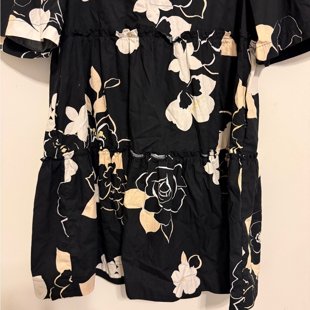 Sugarlips Black Floral Tiered Babydoll Dress Small Pockets Size Small - Picture 3 of 6